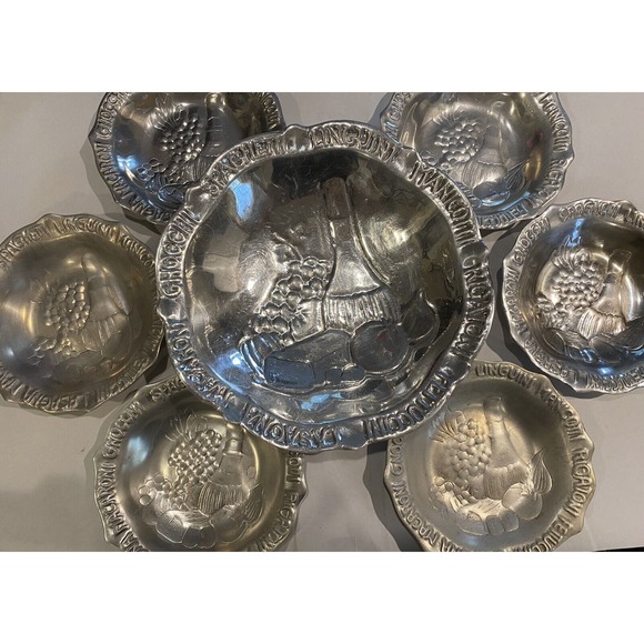 Holland Boone Pewter Aluminum 6 Medium Size pcs 1 Large pc - Picture 1 of 11